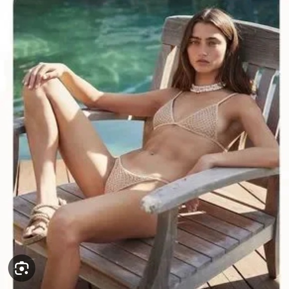 NWT Acacia Swimwear Tan Crochet Bikini - Baja Top (M) + Neema Bottom (S) in Oat - Picture 12 of 12